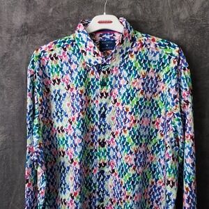 MICHEL‎ & MARTIN Mens Size XXL Long Sleeved Button Up Geometric Print Colorful